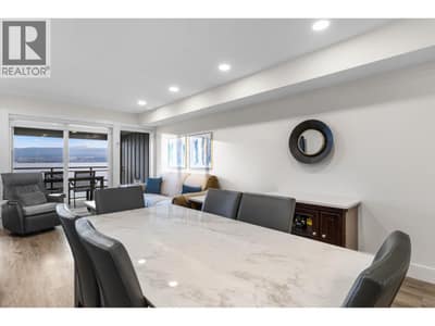 Generous dining room with lake views