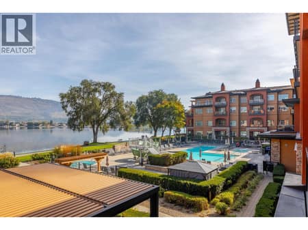 Watermark Beach Resort pool and Osoyoos Lake view from Unit 209. at 15 PARK Place Unit# 209, Osoyoos