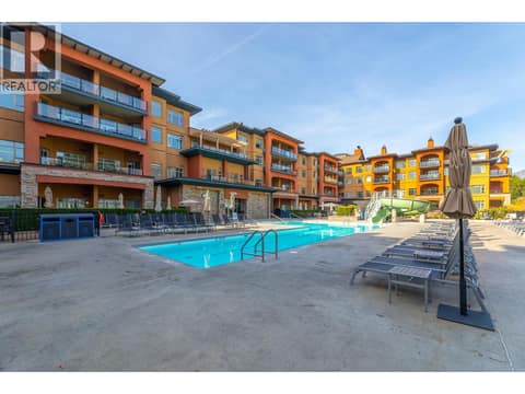 Watermark Beach Resort pool courtyard and lounge area. at 15 PARK Place Unit# 209, Osoyoos
